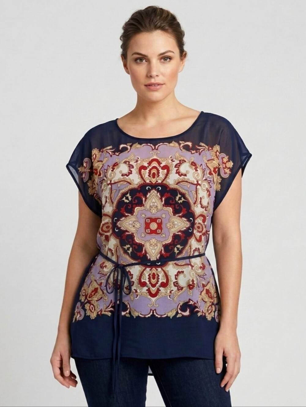 Reitmans Petites size XL Navy Printed Sheer Top & Tank Top